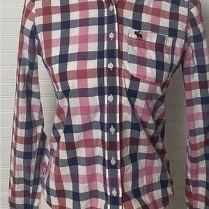 Abercrombie & Fitch Checkered Button-Down Shirt - Pink, Navy, White